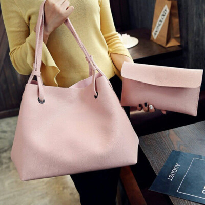 

Women Fahsion Leather Shoulder Bags Sets 2 PCS Solid Large-Capacity Handbags Clutch Coin Purses Suits Casual Ladies Bags