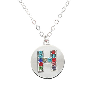 

Silver Alphabet Initial Letter A To Z Pendant Necklace Colorful Rhinestone Pendant Birthday Gifts Christmas Gifts For Women Girls