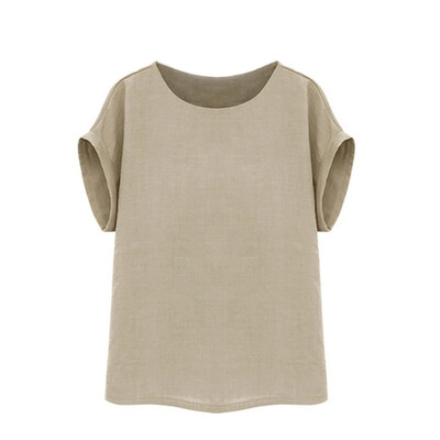 

Casual Short Sleeve Women Summer O-neck T Shirt Solid Color T-shirt Loose Unisex T-shirt