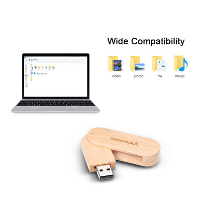 

yvonne Wooden USB Flash Drive Rotatable Pen Drive 64G Memory Stick Pendrives Gift