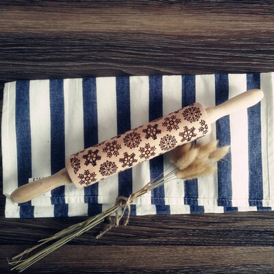 

Siaonvr 2018 New Christmas Rolling Pin Engraved Rolling Pin Embossed Rolling Pin