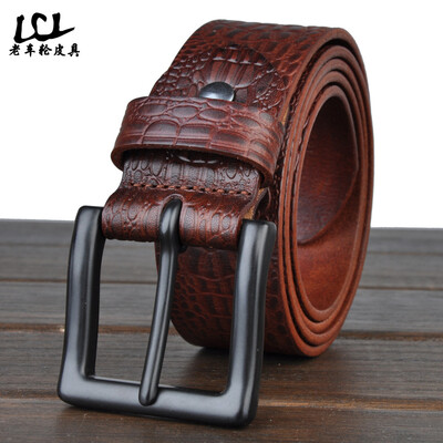 

Mens leather wild belt pure leather retro casual belt custom pattern