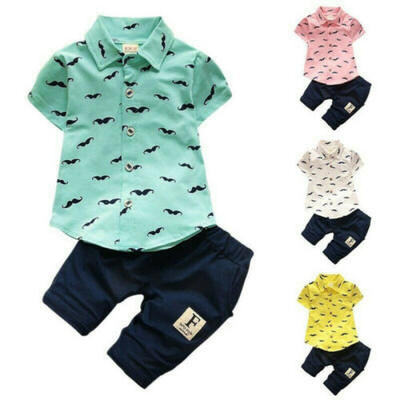 

US Newborn Toddler Baby Boy Summer Gentleman Clothes Set PantsShirt Tops Outfit