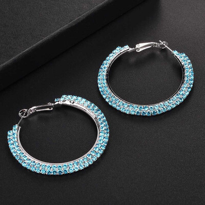 

Double Row Rhinestone Circle Hoop Earrings For Women Fashion Jewelry Bijoux Accessory Birthday Brincos Gifts