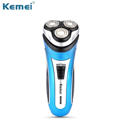 

Kemei 3 blades electric shaver razor men professional Rechargeable beard shaving machine electric beard trimmer with 4 plugs