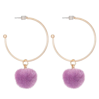 

New Christmas Simple Fur Earrings Sweet Ball Long Plush Ball Earrings Metal Nails Girl Favorite Jewelry