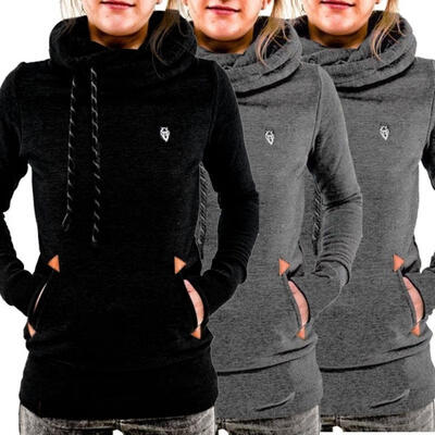 

Women Pocket Hoody Hoodie Long Sleeve Hooded Sweatshirt Pullover Jumper Coat Top