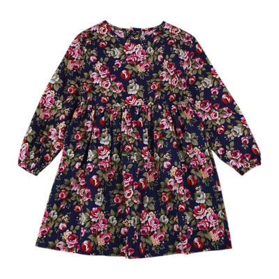 

Kids Girl Long Sleeve Floral Print Princess Dress Spring Loose Cute Clothes
