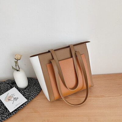 

Chic minimalist bag fashion small fresh contrast Tote bag new 2019 minimalist womens portable shoulder bag