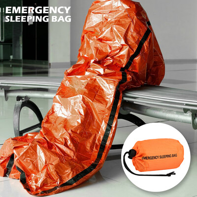 

Emergency Sleeping Bag Outdoor Sports Equipment First Aid Sleeping Bag Orange Nylon Bag Packaging