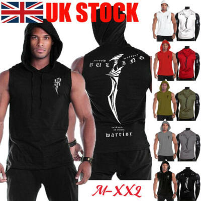 

UK Mens Hooded Hoodie Vest Tank Tops Sweatshirt Gym Muscle Sleeveless T-shirt