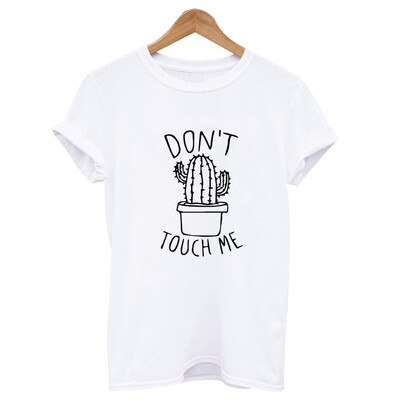 

Dont touch me Womens Casual Short Sleeve T Shirt Casual Top Ladies Cactus Tee