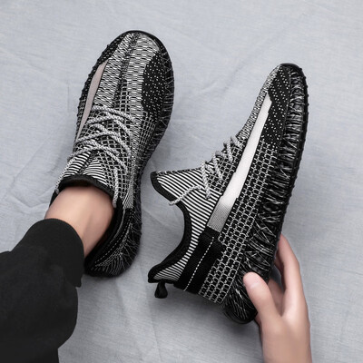 

Luminous lace breathable flying woven mesh mesh shoes sports casual shoes running shoes canvas mens shoes