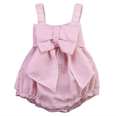 

Large Bow Newborn Kids Baby Girls Ruffles Bodysuit Romper Outfits Summer Sunsuit 0-24M