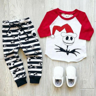 

Newborn Baby Boy Autumn Clothes Skull print Shirt Tops Pants Leggings Outfits US