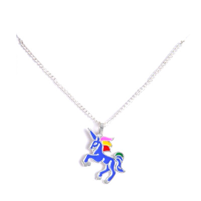 

New gold&silver double color glaze Unicorn Unicorn animal alloy clavicle Pendant Necklace