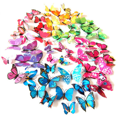 

Luochu Luxchic color butterfly 24 multi-color mixed magnetic simulation colorful butterfly stereo wall stickers bedroom decoration stickers color simulation wall stickers refrigerator stickers