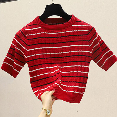 

Women Striped Short Sleeve T-Shirt Ladies Loose Fit Blouse Tops Holiday Casual