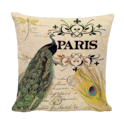 

Vintage Plant Flower Bird Peacock Butterfly Pillowcase Flax Cushion Cover Throw Pillow Case Sofa Home Decor
