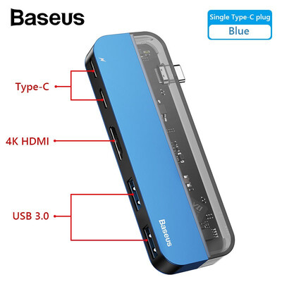 

Baseus Transparent Series Type-C to HDMIUSB30Type-C Multifunctional HUB Adapte for tablets dual Type-C HUB for MacBook Pro