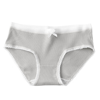

2019 Fashion New Seamless Cotton Antibacterial Thread Bow Lace Side Mid-waist Female Briefs