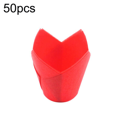 

50Pcs High Temperature Resistant Cake Paper Cup Tulip Muffin Baking Case Liners