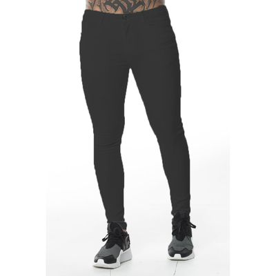 

Mens Casual Natural Cotton Elastic Waist Straight Skinny Silm Long Pencil Pants