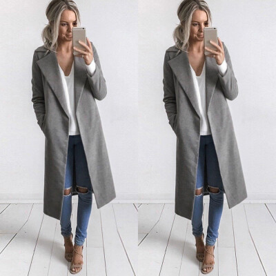 

Roseonmyhand Winter Womens Long Coat Lapel Parka Jacket Cardigan Overcoat Outwear