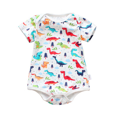 

Summer Baby Boys Girls Cartoon Animal Pattern Bodysuit One-Piece Short Sleeve Jumpsuit