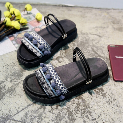 

Internet celebrity sandals woman 2019 summer new shoes with skirts shoes fairy shoes muffin thick bottom 100 bohemian shoes