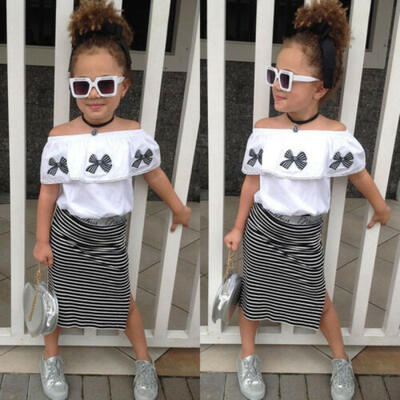 

Fashion Toddler Kids Baby Girls Outfits Clothes T-shirt TopsSkirts Set Dress UK