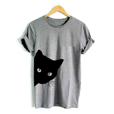 

Cat Looking Out Side Print Women Tshirt Cotton Casual Funny T Shirt For Lady Gir