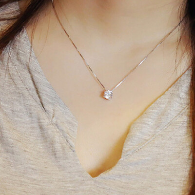

Korean Women Fashion 925 Sterling Silver Jewelry Inlaid Diamond Short Necklace Clavicle Chain Not Include the Box