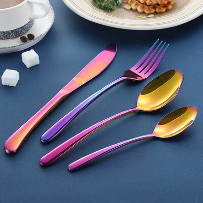 

Toponeto 4PCS Set Stainless Steel Upscale Dinnerware Flatware Cutlery Fork Spoon