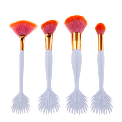 

Toponeto New 4Pcs Sector Makeup Brush Set Big Fish Tail Foundation Powder Brushs