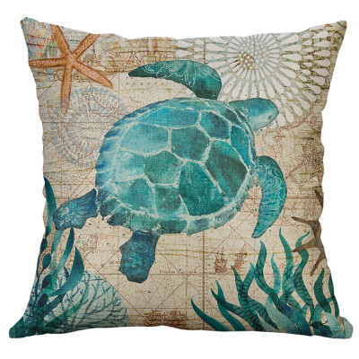 

Siaonvr Marine Life Coral Sea Turtle Seahorse Whale Octopus Cushion Cover Pillow Cover