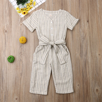 

Baby Girl Child Kids Casual Bodysuit Romper Stripe Jumpsuit Clothes One Piece