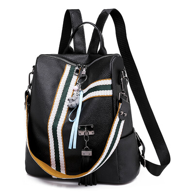 

Womens shoulder bag Korean version personality fashion soft leather backpack college style leisure bags for students