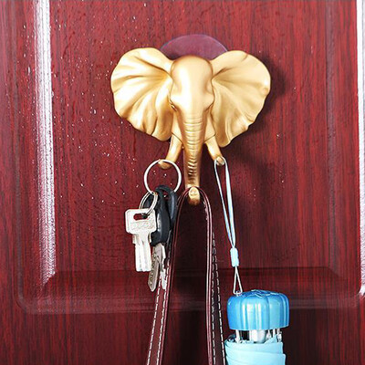 

Gobestart Lovely Elephant Head Self Adhesive Wall Door Hook Hanger Bag Keys Sticky Holder