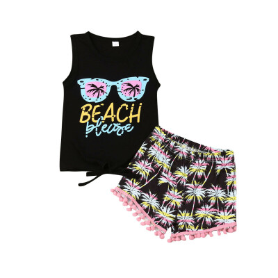 

Toddler Kids Baby Girl Summer Beach Tops T-shirt Shorts 2Pcs Outfits Clothes