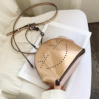 

Tailored Women Smile Dot Shoulder Bag Leather Hollow Out Crossbody Bag Beading Handle Bag