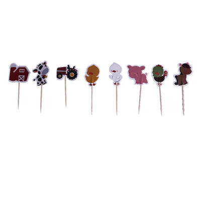 

24Pcs Cartoon Animal Cupcake Picks Birthday Party Cake Toppers Inserts Card