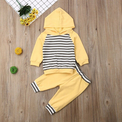 

SUNSIOM Baby Infant Boy Girls Autumn Clothes Stripe Top Hoodies Pants Outfits Sets