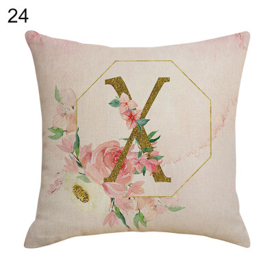 

Flower Letter Alphabet Pillow Case Cushion Cover Sofa Bed Car Cafe Office Decor