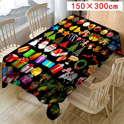 

〖Follure〗Christmas Tablecloth Print Rectangle Table Cover Holiday Party Home Decor