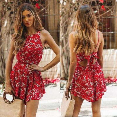 

Sexy Women Boho Playsuit Jumpsuit Rompers Summer Beach Casual Mini Shorts Dress