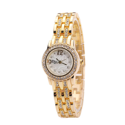 

Hot alloy set ladies double row drill bracelet watch