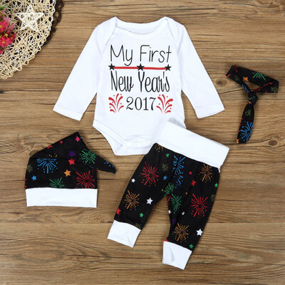 

1Set Infant Baby Boy Girl Clothes Romper Pants Leggings 4PCS New Years Outfits
