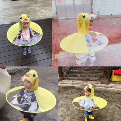 

Creative Foldable Cartoon Duck Kids Raincoat UFO Rain Coat Cover Baby Outdoor