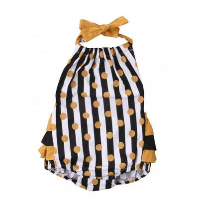 

Baby Girls Newborn Infant Kid Clothes Halter Wave point Romper Jumpsuit Bodysuit